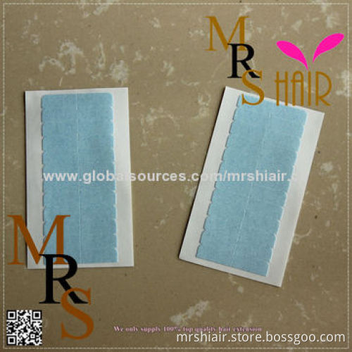 Super adhesives blue replacement tape for Brazilian hair, 4cm*0.8cm, 24 tabs, 2 sheets, double-sided